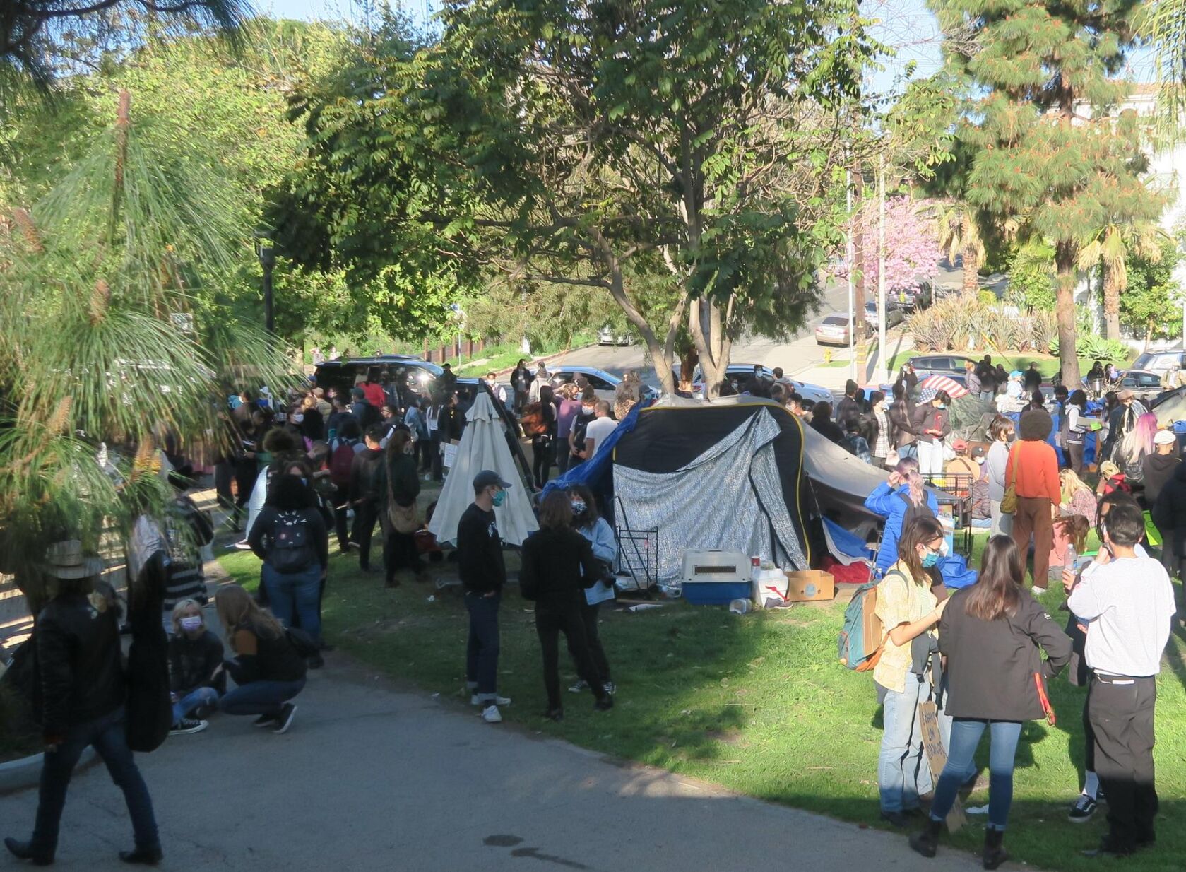 Echo Park Lake protest crowd